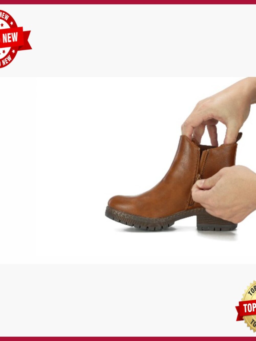 Women's Chelsea Ankle Boots Side Zipper Chunky Block Low Heel Lug Sole Short - Picture 7 of 7